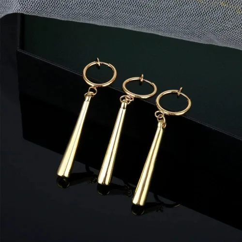 Miniatura 2 de 3 aretes dorados de clip de anime para cosplay, aretes Zoro para mujeres y hombres, aretes colgantes para cartílago