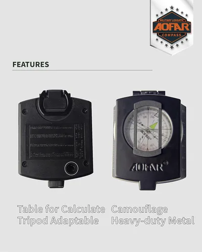 Miniatura 3 de AOFAR Military Compass,AF-4580 Lensatic Sighting, Waterproof and Shakeproof with Map Measurer Distance Calculator, Pouch for Camping, Hiking Negro