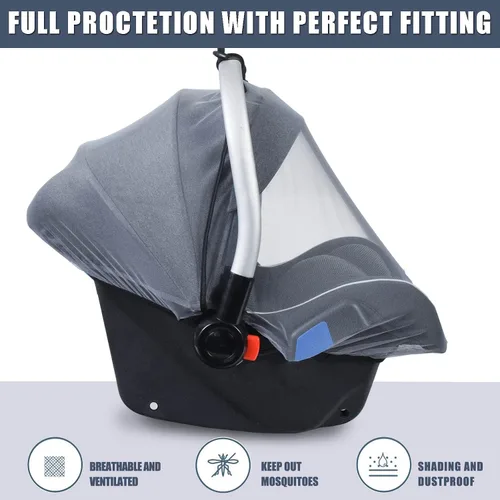Miniatura 3 de Mosquitera para asientos de automóvil de bebé, cochecito y moisés, red de malla para asiento de automóvil infantil, transpirable, fácil de instalar
