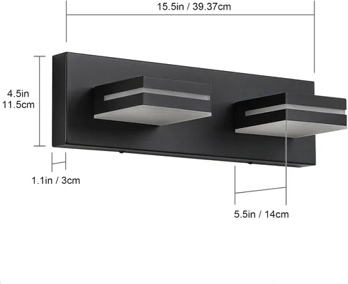 Miniatura 7 de SineRise - Lámpara LED para tocador de baño - Moderna lámpara regulable de acrílico con acabado negro mate para iluminación de pared sobre el espejo