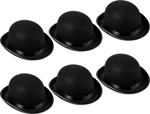 SATINIOR Black Felt Bowler Derby Hats Bulk Men Women Halloween Costume Hats for Victorian Bolivian Cosplay Party Supplies