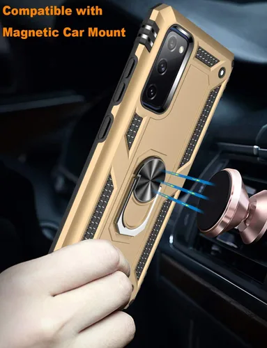 Miniatura 6 de LUMARKE Funda para Galaxy S20 FE con protector de pantalla, supera los 16 pies, probada en caídas, de grado militar, con soporte de anillo Amarillo