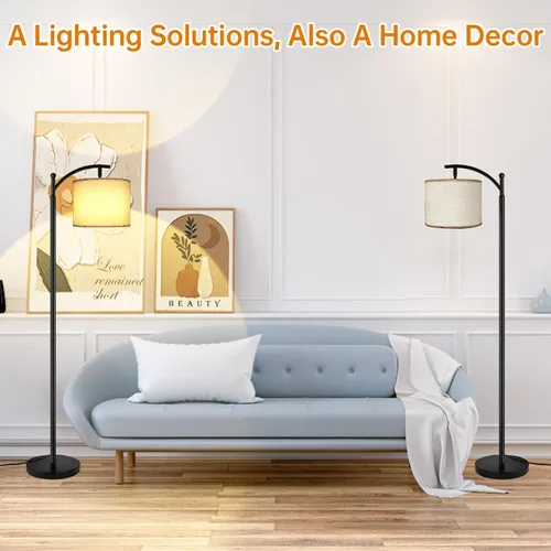 Miniatura 7 de mukuxin LED Floor Lamps for Living Room, 12W 1200LM Modern Arc Floor Lamp with Remote & Adjustable Linen Lampshade, 12 Color Temperature Stepless