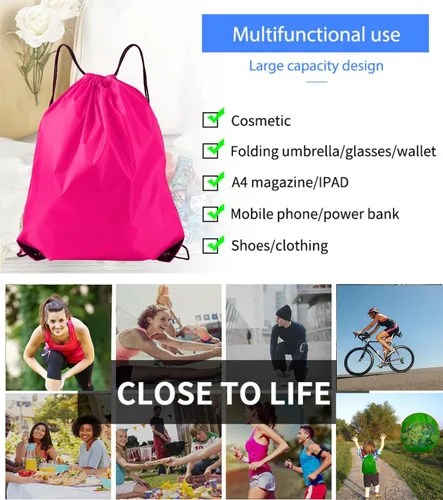 Miniatura 6 de Drawstring Backpacks, 40 Pack Bulk Drawstring Bags, Cinch Bags for Outdoor Sports - fuchsia or rose