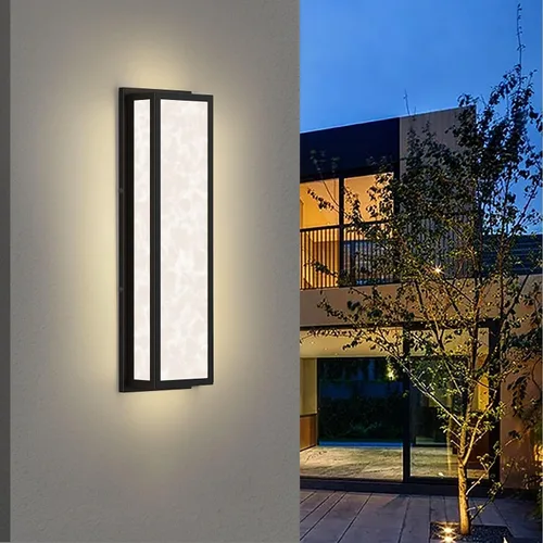 Miniatura 9 de Aplique de pared para exteriores, LED de 26 W, 24.8 pulgadas, lámpara exterior moderna negra con pantalla de resina, iluminación impermeable IP65