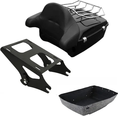Miniatura 31 de TCMT Caja de maletero para motocicleta King con respaldo y portaequipajes, conjunto de luz trasera, para Harley Davidson 2014-2025 Touring CVO Road