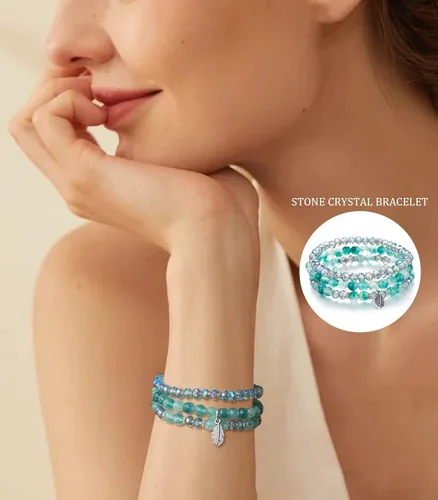 Miniatura 4 de Noessla Pulseras apilables de cuentas de cristal para mujer, pulseras elásticas bohemias de múltiples capas, pulsera de cuentas de piedra natural