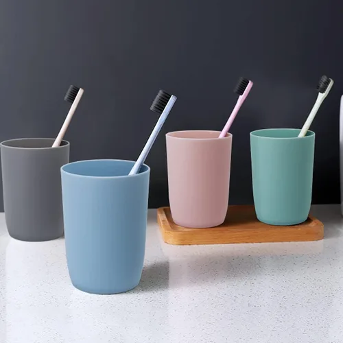 Miniatura 2 de Topsky Paquete de 4 vasos de baño – Vaso de plástico para cepillo de dientes – Vasos reutilizables – Vaso para enjuague bucal Color mixto 4 piezas