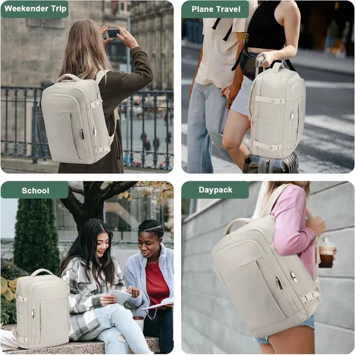 Miniatura 6 de RDTGO Mochila de viaje para mujer, bolsa de viaje para artículos personales para laptop de 17 pulgadas, mochila de mano aprobada por vuelo, mochila