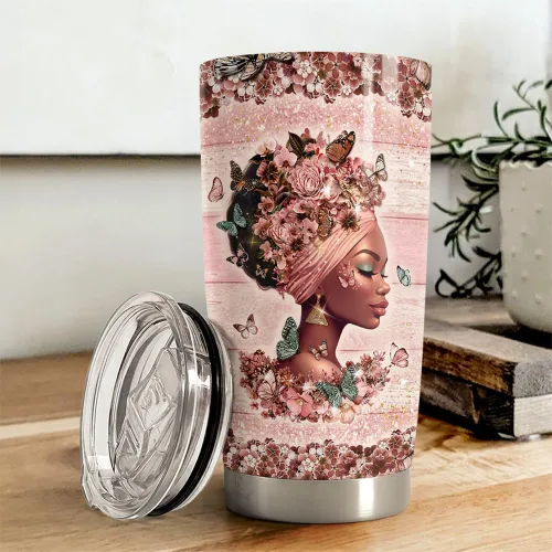 Miniatura 2 de SANDJEST Taza Negra para Mujer de 20oz de Acero Inoxidable Aislada para Café de Viaje Tazas de Regalo para Mujeres y Niñas en Cumpleaños y Navidad