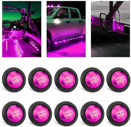 Miniatura 17 de 10 piezas LED redondas mini impermeables selladas azules de 3/4", luces de gálibo con bala y ojal para indicadores delanteros, traseros y laterales