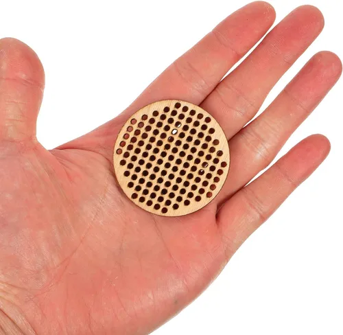 Miniatura 6 de Amosfun 20 etiquetas redondas de punto de cruz de madera de 1.96 pulgadas, rebanadas colgantes redondas en blanco para bricolaje, grabado, pintura