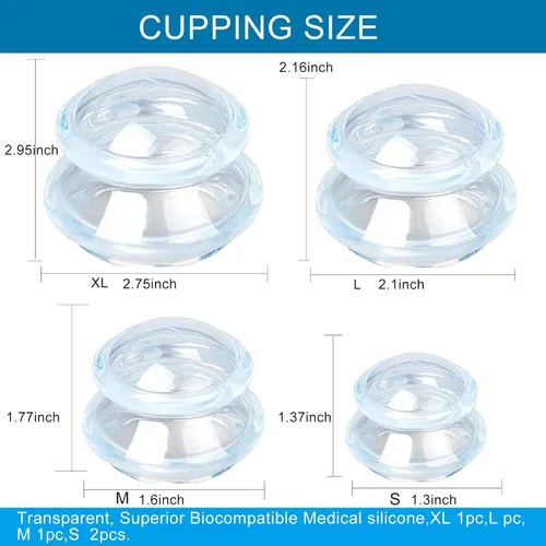 Miniatura 5 de Shinefuture Juego de terapia de ventosas, kit de 5 piezas de silicona para masaje, masajeador de celulitis, ventosas para masaje corporal