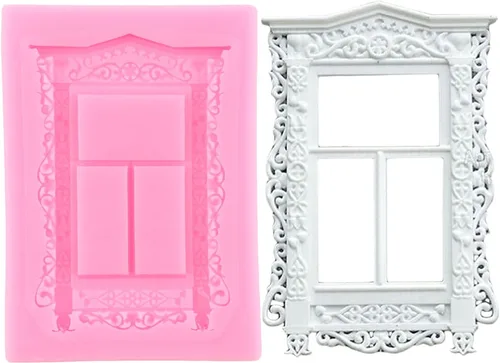 Miniatura 9 de ZiXiang Molde de silicona para marco de ventana, moldes de fondant para puerta, decoración de cupcakes, dulces, chocolate, polimero, pasta de goma