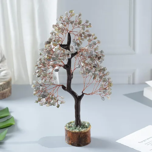 Miniatura 4 de Árbol de la vida con gema de labradorita, árbol de la vida, árbol de dinero, árbol de piedra verde, árbol de chakras, regalo hecho a mano, árbol