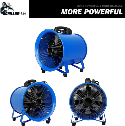 Miniatura 5 de GORILLASPRO Ventilador portátil de utilidad de 520 W/12 pulgadas con conducto telescópico de PVC de 33 pies, ventilador de cilindro resistente