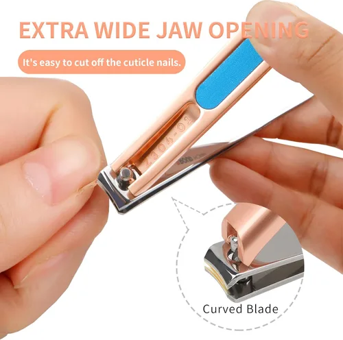 Miniatura 3 de Juego de cortaúñas para manicura y pedicura, cortaúñas para las uñas de los pies para mujeres y hombres, herramienta de cuidado de uñas con lujosa