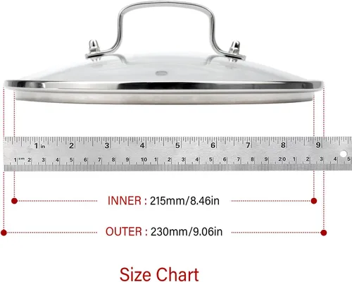 Miniatura 5 de Tapa de vidrio templado de 9 pulgadas con orificio de ventilación de vapor, olla universal de repuesto para utensilios de cocina transparente