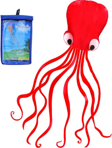 Hengda Kite Soft Octopus Kite Series, Beautiful Kite with Long Colorful Tail for Kids and Adults, Easy to Fly Beach Kites, Excellent Outdoor Games