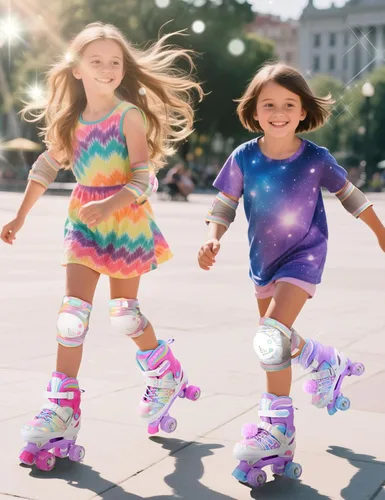 Miniatura 9 de SULIFEEL - Patines ajustables de estilo tie-dye arcoíris para niñas y niños de 3 a 5 años, 5 a 8 años, 6 a 12 años, rosa y morado, con luces