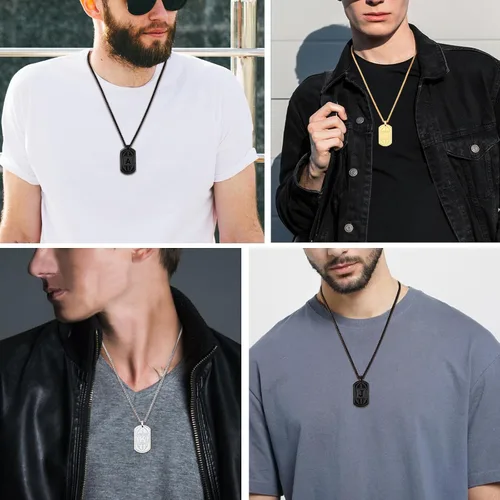 Miniatura 2 de Graduation Gifts - Football Initial Necklace for Men Boys Kids Teen Dog Tag Stainless Steel Black Letter Pendant Sport Football Athletes Jewelry