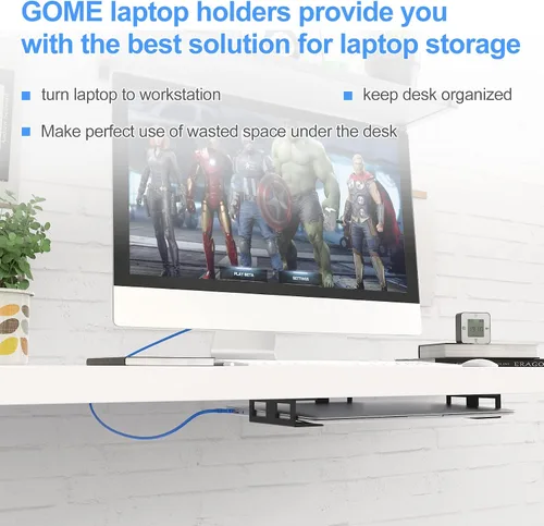 Miniatura 6 de Soporte de metal para debajo del escritorio con tablero de fieltro para proteger tu laptop, soporte de bandeja para laptop debajo del escritorio