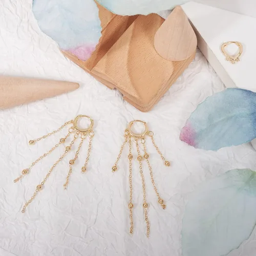 Miniatura 2 de Craftdady Aretes de aro chapados en oro de 14 quilates, 12 pares de aretes de aro de latón con múltiples bucles, círculo, lágrima, flor, palanca