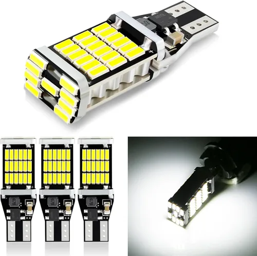 4 bombillas LED de marcha atrás, iluminación de 360 grados, 6500K 800LM bombillas de señal de giro para automóvil, T15 4014 45SMD, luz de freno de