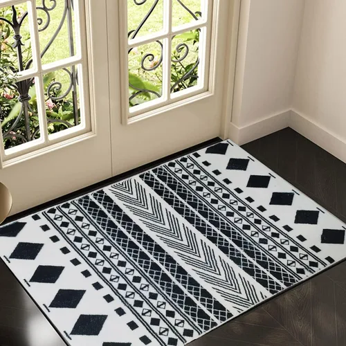 Alfombra geométrica bohemia – Alfombra pequeña de 2 x 3 pies para entrada, marroquí, antideslizante, envejecida, lavable, para puerta, baño,