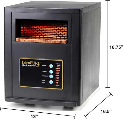Miniatura 7 de EdenPURE Classic CopperPLUS Calentador de Infrarrojos — Calentador de Zona de 1500 W Ahorro de Energía para Habitaciones Grandes hasta 1000 pies