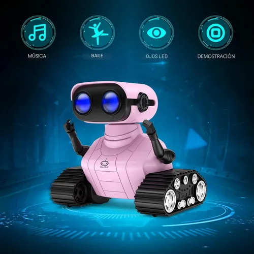 Miniatura 2 de ALLCELE Robot de juguete para niñas, robot RC recargable para niños, juguete de control remoto con música y ojos LED, regalo para niños a partir