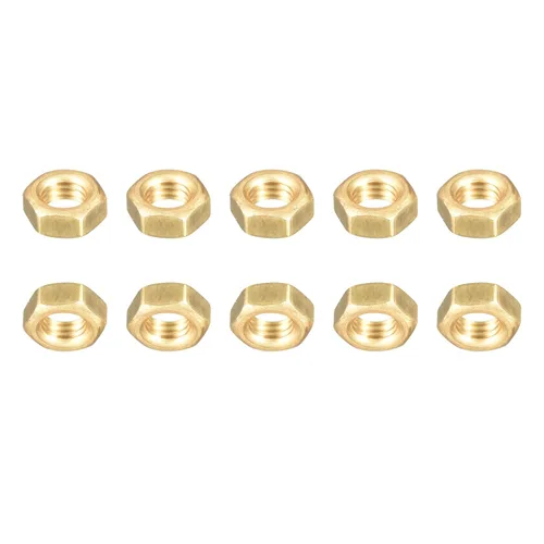 Miniatura 9 de DTGN Tuercas hexagonales M2x0.0.157 in (DxP), paquete de 100, buenas para reparación de garaje en casa, tuercas hexagonales de latón, tono dorado