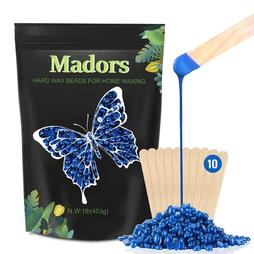 Madors Perlas de cera dura para depilación – Kit de granos de cera de 1 libra/16 onzas con 10 barras aplicadoras de cera para todo el cuerpo, cara,