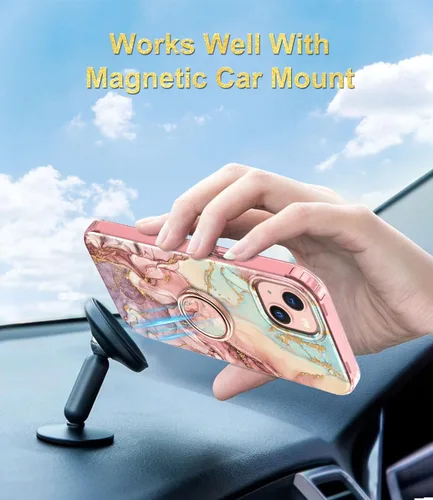 Miniatura 6 de Btscase Funda compatible con iPhone 13, protector de pantalla integrado con soporte de anillo de 360°, cuerpo completo, doble capa, resistente, a