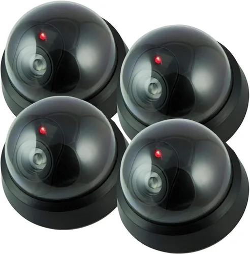 Pearl Enterprise - Cámara de seguridad falsa, sistema de vigilancia inalámbrico para exteriores con luz de movimiento, aspecto realista con luz LED