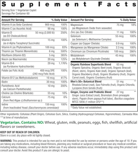Miniatura 2 de Rainbow Light Mens Multivitamin One + para mayores de 50 60 Comprimidos Apoya la salud muscular con vitaminas C, D y zinc Nutrientes