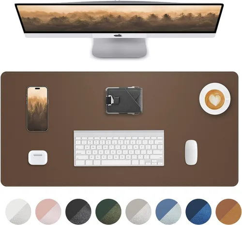 Miniatura 33 de Tapete protector para escritorio y mouse, antideslizante, de piel sintética, tapete impermeable de escritura para laptop, para oficina y hogar