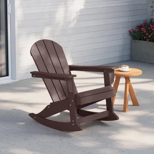 Miniatura 215 de WestinTrends Silla mecedora Malibu de poliéster para exterior/patio Adirondack, Negra