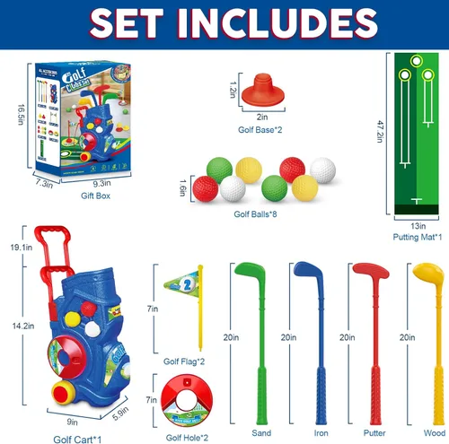 Miniatura 2 de Letapapa Juego de golf para niños pequeños, palos de golf mejorados para niños con alfombrilla de putting, juguetes para niños de 3, 4, 5+ años