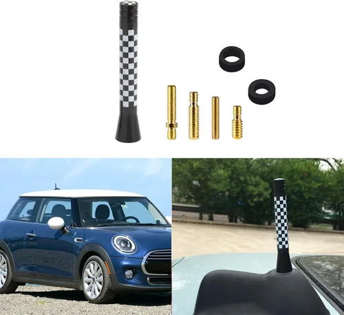 Miniatura 13 de x xotic tech Antena corta para automóvil con bandera de Union Jack compatible con Mini Cooper todos los modelos de 3 pulgadas (negro/gris)