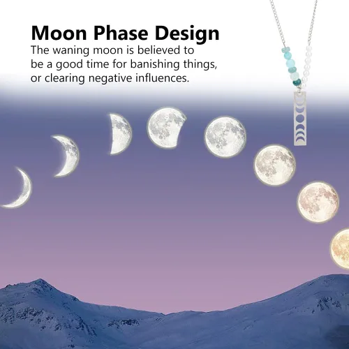 Miniatura 8 de DICOSMETIC 5/12/24 piezas de dijes de fase lunar a granel de acero inoxidable creciente lunar colgante rectangular de luna llena corte láser, dijes