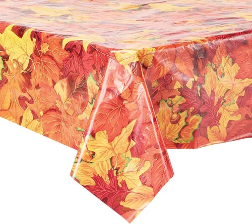 Miniatura 4 de Beistle Mantel de hojas de otoño, 54 x 108 pulgadas, 3 piezas, mantel de plástico, mantel rectangular