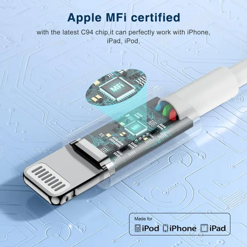 Miniatura 5 de Cargadores rápidos USB C de pared de 20 W, enchufe de alimentación con cable tipo C a Lightning de 6 pies, cable de carga Lightning