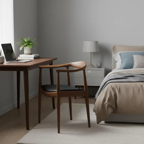 Miniatura 5 de Kennedy - Sillón de comedor moderno de mediados de siglo, silla Kennedy tapizada de poliuretano, sillón de madera de fresno para sala de estar, Nogal