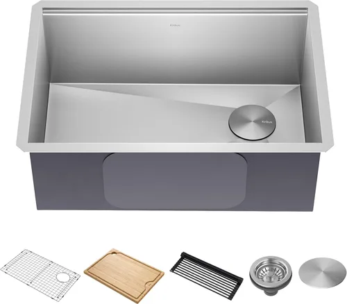 Miniatura 28 de KRAUS KWU111-23 Kore - Fregadero de cocina con estación de trabajo de 23 pulgadas, para empotrar, cuenco individual, de acero inoxidable calibre 16
