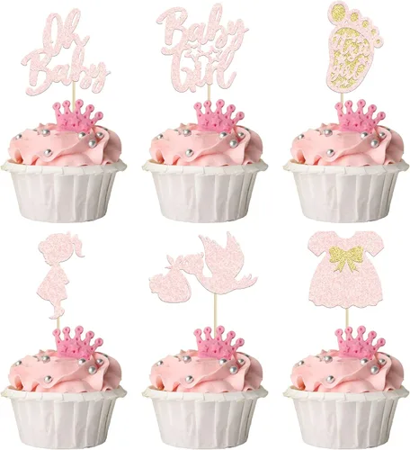 Miniatura 7 de Ephlyn 24 adornos azules para tartas con diseño de cisne, suministros de fiesta temática de baby shower, decoraciones para niños y niños, fiesta