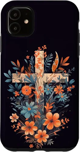 Miniatura 8 de Boho Floral Christian Cross Jesus God Wild Flower Women Case for iPhone 16