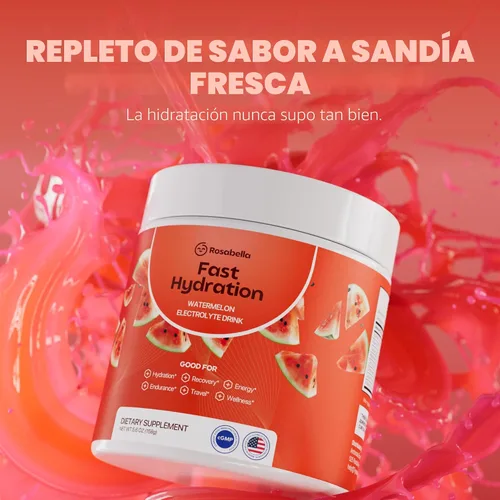 Miniatura 5 de Rosabella Polvo de bebida electrolítica – Sandía – Mezcla de bebida de hidratación sin azúcar – Electrolitos en polvo con sodio, potasio, magnesio