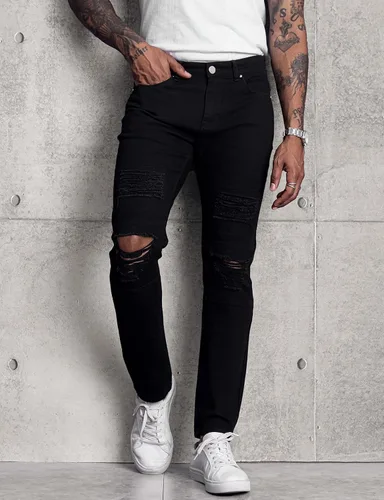 Miniatura 4 de LONGBIDA Mens Skinny Slim Fit Ripped Straight Hip Hop Biker Stretchy Jeans