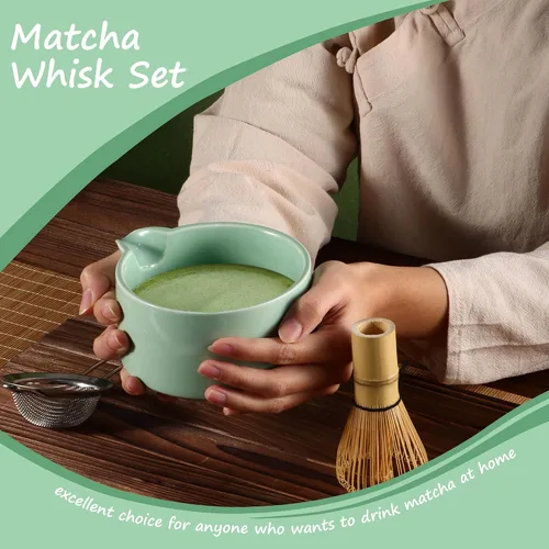 Miniatura 8 de Juego de batidor de matcha, batidor de matcha de bambú (Chasen), cuchara tradicional (chashaku), tamiz de acero inoxidable,Herramientas de té